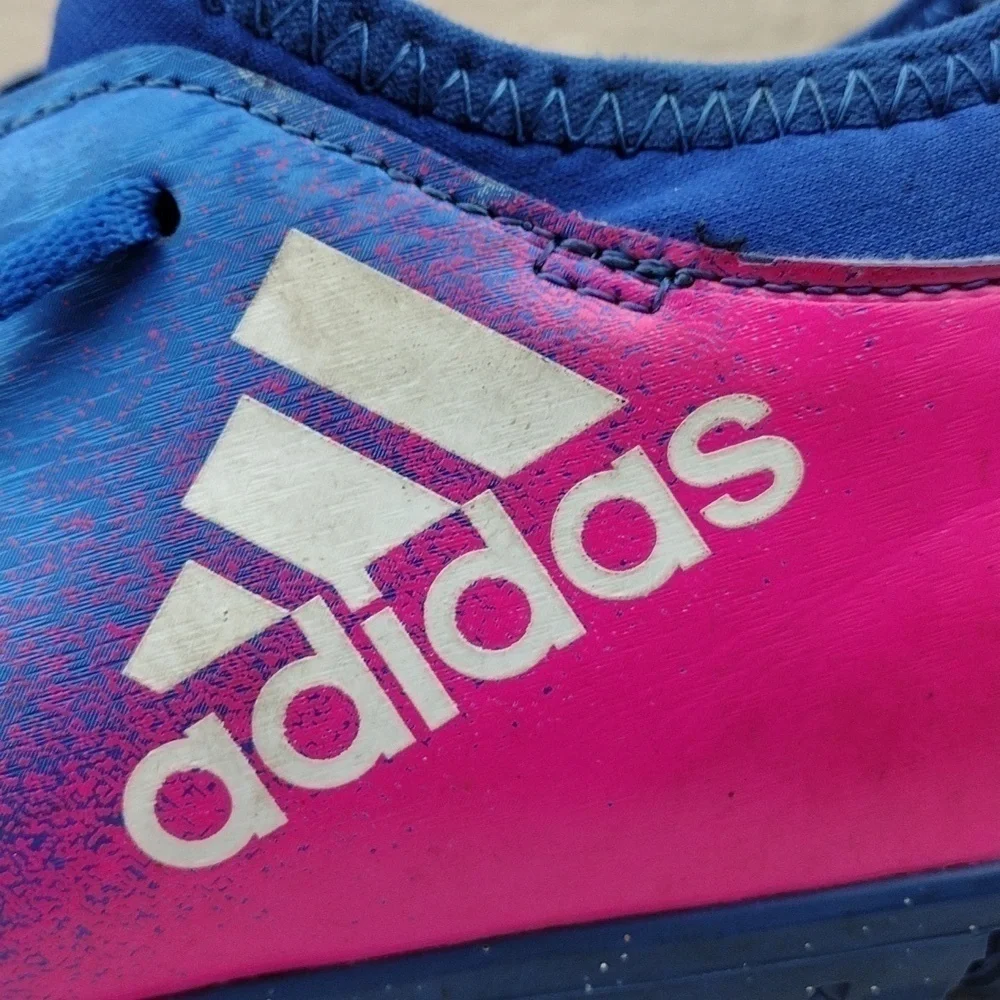 Adidas X TechFit Royal Blue Round Toe Lace Up Low Top Astro Turf Football Shoe